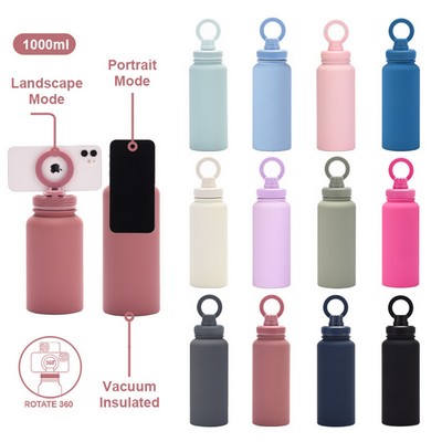 Insulated Stainless Steel Gym Sports Bottle with Phone Holder