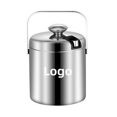 Stainless Steel Ice Bucket with Lid and Built-in Tong ( 1.3 L )