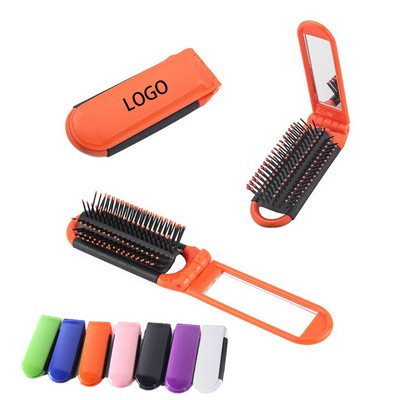 Folding Hair Comb with Mirror