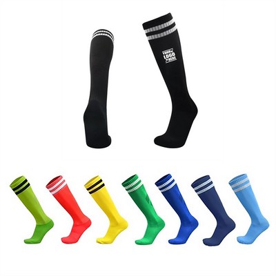 Sports Football Athletic High Tube Striped Socks