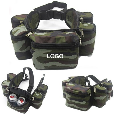 6-Pack Camouflage Oxford Cloth Adjustable Beer Can Waist Bag