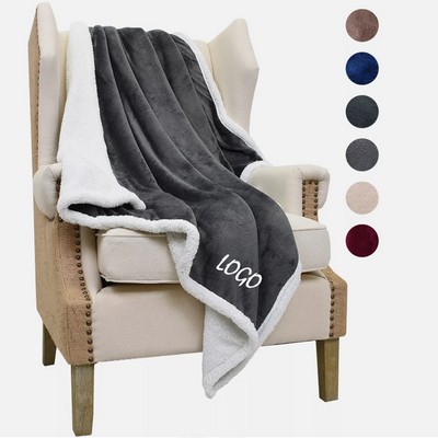 Fleece Sherpa Throw Blanket (Embroidery)