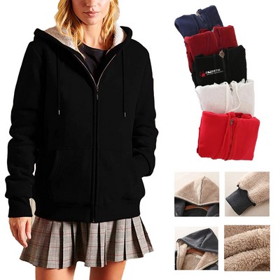 Ladies' Heavyweight Sherpa-Lined Hooded Fleece Jacket