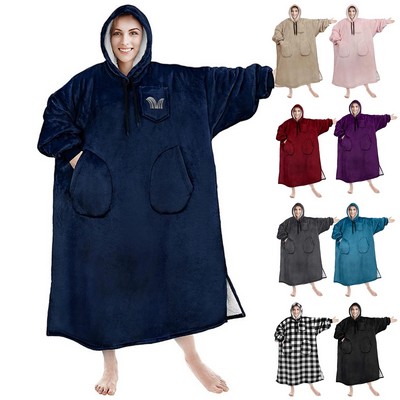 Oversized Microfiber & Sherpa Wearable Blanket