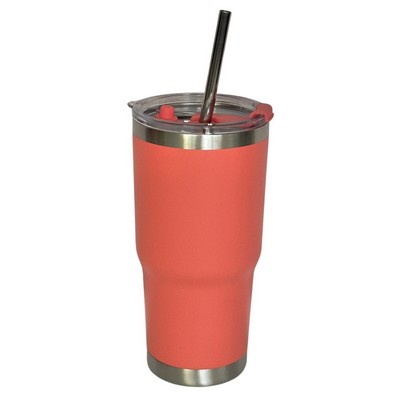 20 Oz. Stainless Double Wall Vacuum Insulated Travel Mug powder coated, peach