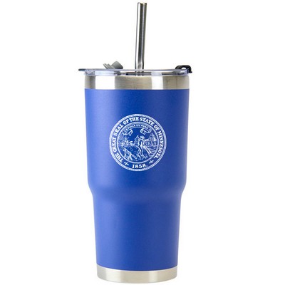 30 Oz. Stainless Double Wall Vacuum Insulated Travel Mug powder coated, royal blue