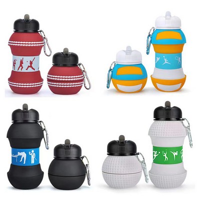 Folding Silicone Soccer Ball Water Bottle