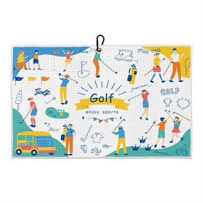 Large Full Color Sublimation Tri-fold Golf Towel with Carabiner