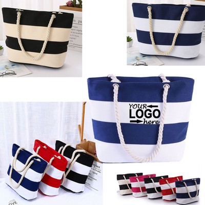 Hemp Rope Striped Canvas Bag