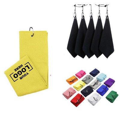 Waffle Pattern Golf Towel with Clip