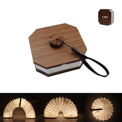 Folding Wooden Book Lamp Portable w/ Magnetic Strap