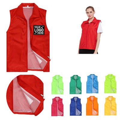 Full-Zip High Visibility Vest for Volunteer and Outdoor Work