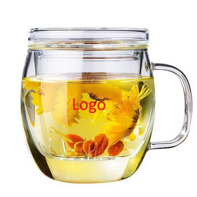 17oz Glass Tea Mug with Infuser and Lid