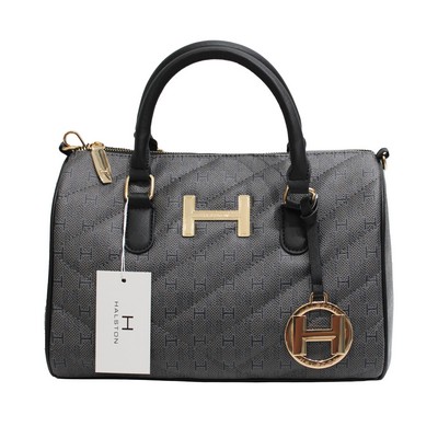 Halston Charcoal Gray Quilted Satchel