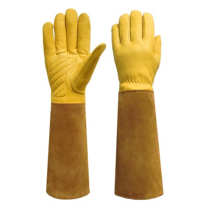 Cowhide Gardening Long Gloves