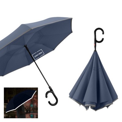 Waterproof Reverse Umbrella with C-shaped Handle