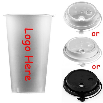 16 oz Disposable Frosted Plastic Cup w/ Lid