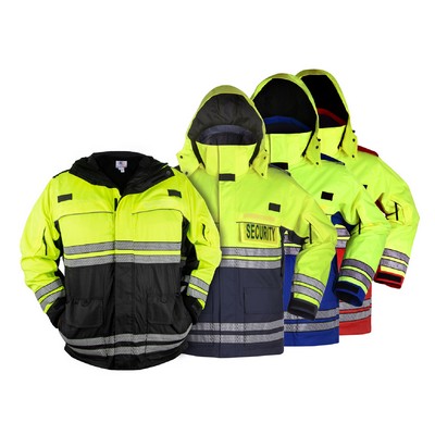 First Class High Visibility Waterproof Parkas with Reflective Striping