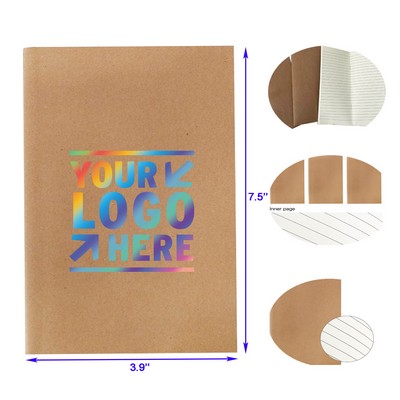 7.5 x 3.9 Inches 204 Pages 102 Sheets Kraft Cover Lined Paper Notebook