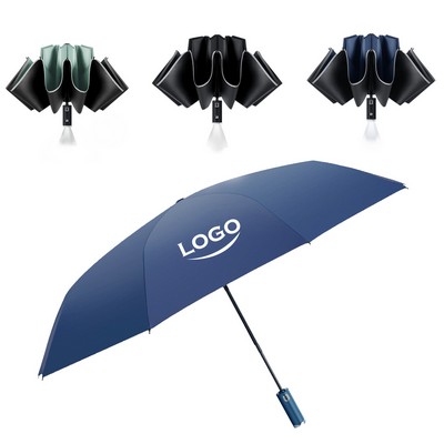 Automatic Inverted Folding Travel Umbrella With Led