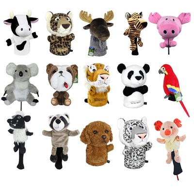 Cute Stuffed Plush Animal Design Functional Golf Headcover