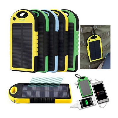 Portable Solar Charger with Carabiner and LED Flashlight