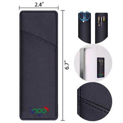 Magnetic Pen Holder Pu Leather Pencil Holder for Refrigerator Fridge and Other Metal Surfaces