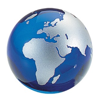 Crystal Blue Globe Paperweight