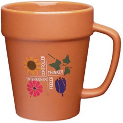 14 Oz. Satin Terra Cotta Flower Pot Mug - Dishwasher Resistant - Precision Spot Color