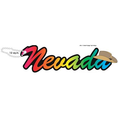 Nevada w/ Cowboy Hat Promotional Line Key Chain w/ Black Back (12 Square Inch)