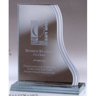 Medium Jade Glass Vertical Wave Award w/ Waterfall Edge