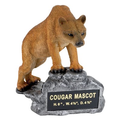 Cougar Mascot Trophy w/Engraving Plate