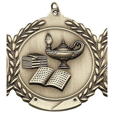 Medal, "Lamp of Knowledge" Die Cast - 2 3/4" Dia