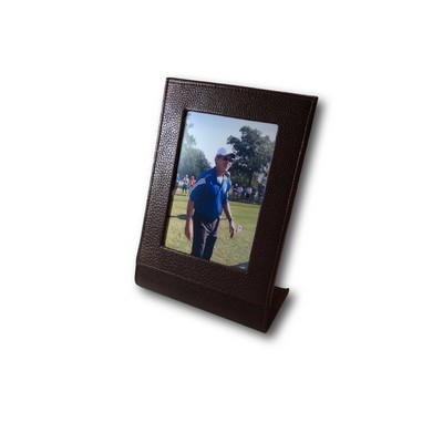 Custom Leather Self Stand 5"x7" Picture Frame (Debossed/ 1 Side)