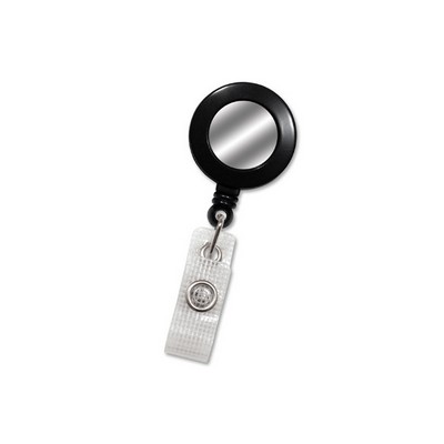 Round Solid Opaque Clip On Fast Ship Plastic Badge Reel (Black)