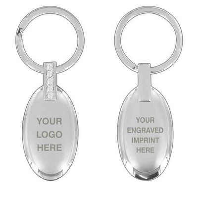 Sparkling Oval Keychain Embellished with quality Crystals (Overseas Production)