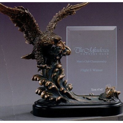 Eagle on Waves w/Glass Imprint Frame Trophy (10.5"x9.5")