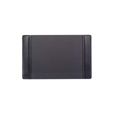 Classic Black Leather Side Rail Desk Pad (22"x14")