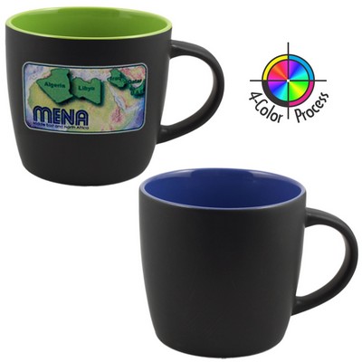 12 Oz. Two-Tone Black/Royal Blue Euro Cafe Mug - 4 Color Process