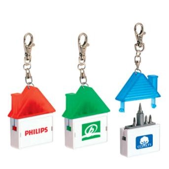 House Shaped Keychain with Tools