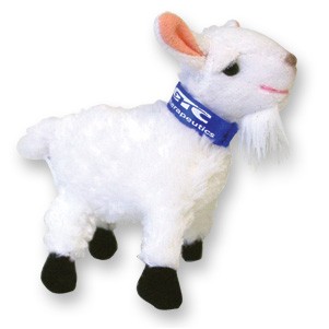 Custom Plush White Goat w/Imprinted Ribbon