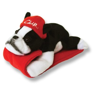 Custom Plush Chip the Dog on a Toboggan