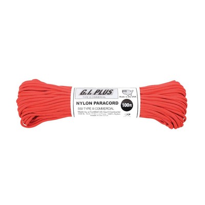 100' Red 550 Lb. Type III Commercial Paracord