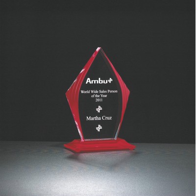 Flame Series Acrylic Award w/ Red Accented Upright & Base (5 7/8"x8 3/4")