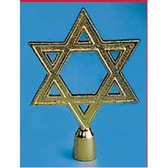 Star Of David-Gold Metal Pole Ornament (6 3/4"x4 3/4")