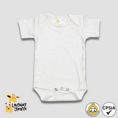 Baby Short Sleeves Bodysuits - White - Premium 100% Cotton - Laughing Giraffe®