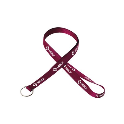 1/2" Silkscreened Flat Lanyard w/a Keyring