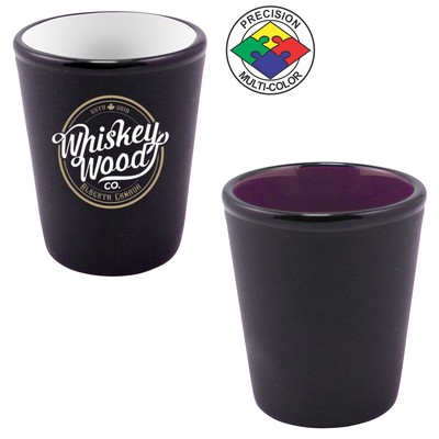 1 1/2 Oz. Hilo Two Toned Satin Black/Purple Shot Glass