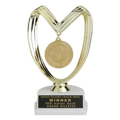 7¾" Medal Holder Trophy w/White Marble Base