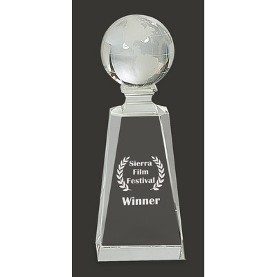 Presence Worldwide Crystal Globe Tower Award - 7 3/4'' H